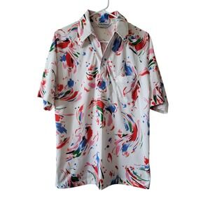 Vintage La Mode Du Golf Single Stitch Color Splashes Collared Button Men's Large